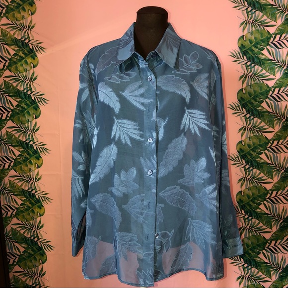 BonWorth Tops - BonWorth Blue Print Collared Button Down